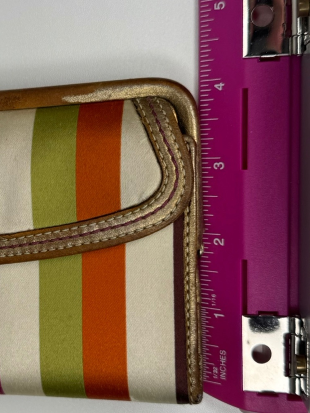 Coach Legacy Multicolored Striped Satin 65th Anniversary Gold Turnlock Wallet - Picture 14 of 16